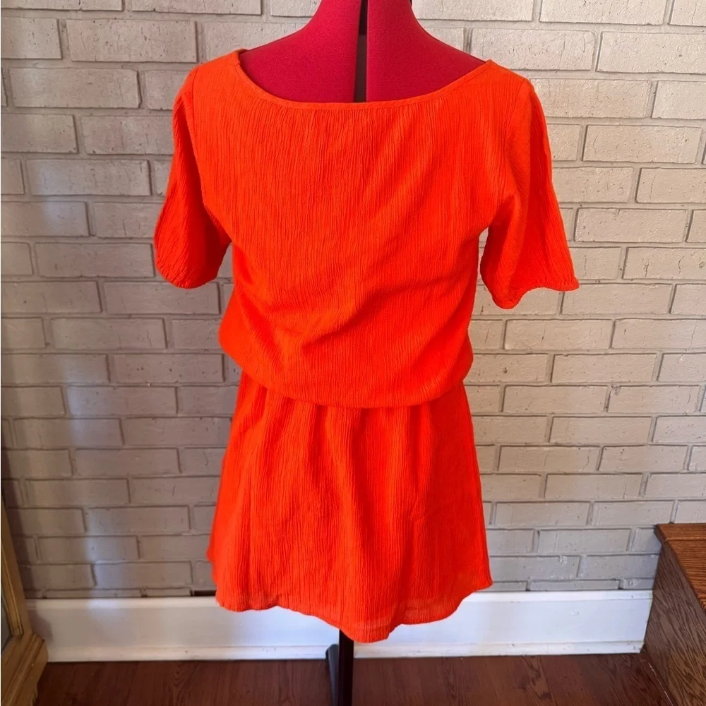 J.Crew Textured V-Neck Mini Dress – XS – Cerise Red Orange – NWT